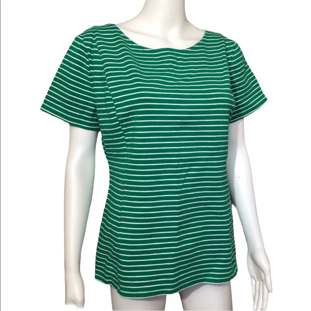 Banana Republic Factory Green White Stripe Top